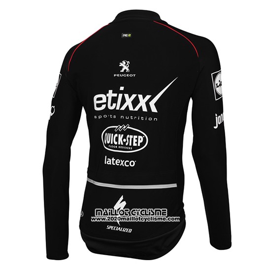 2015 Maillot Ciclismo Ettix Quick Step Noir et Blanc Manches Longues et Cuissard